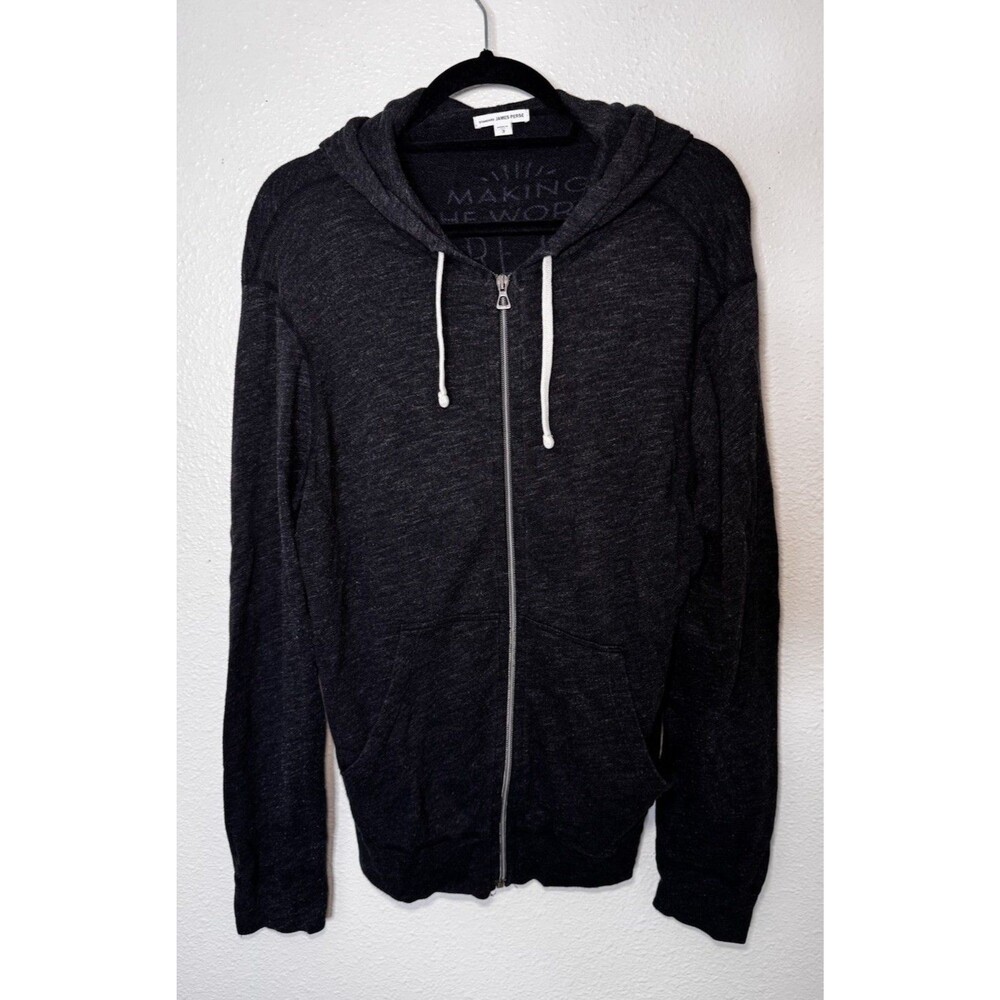 James Perse Standard Full Zip Hoodie Mens Charcoal USA Made Lightweight  Size 3